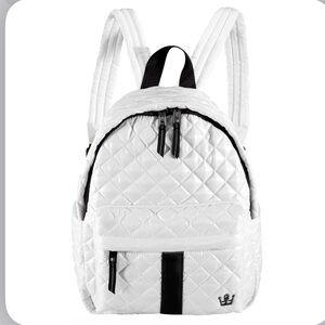 OLIVER THOMAS 24 + 7 Small quilted Backpack white/black stripe NWOT